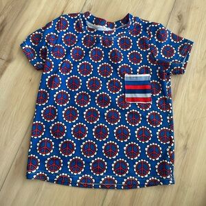 One of a kind, 4th of July Peace Sign Blue and Red Kids Shirt